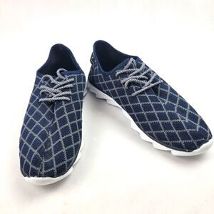 Henry Ferrera navy checkered lightweight Sugar slip on athleisure shoes